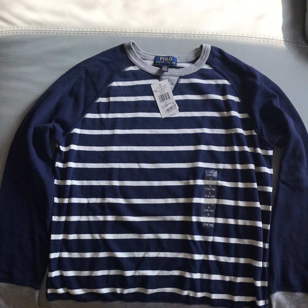 POLO Ralph Lauren sweater, blue/white, boy’s size Large, 14-16, cotton